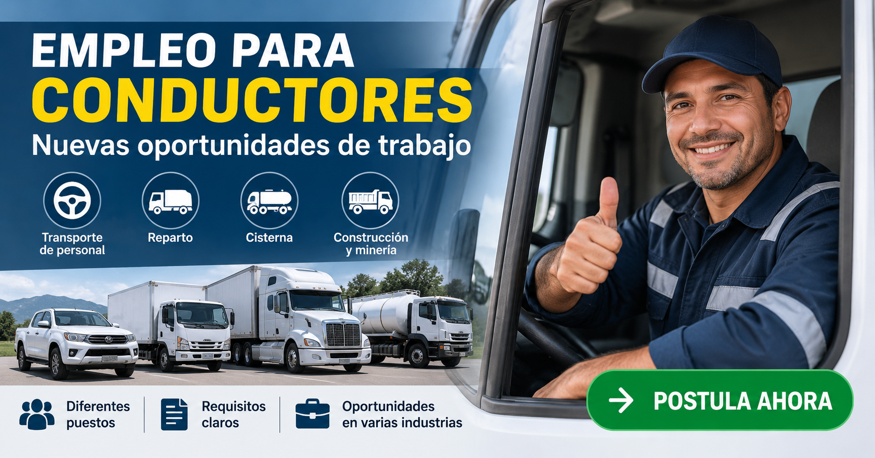 Empleo para conductores y choferes en diferentes áreas de transporte